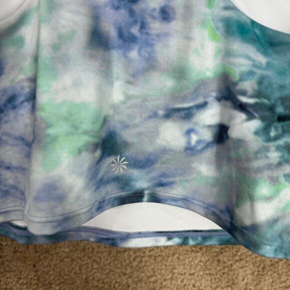 Athleta Conscious Crop Top Womens XS Solarize Chrome Blue Printed A-C Bra NEW - Picture 9 of 11